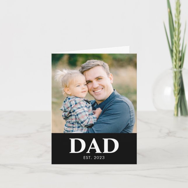 Customizable Dad Established Photo Fathers Day Kort (Framsida)