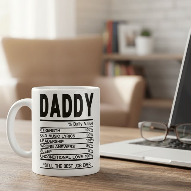 Customizable Daddy Nutritional Facts Mug Personali Kaffemugg (Skapare uppladdad)