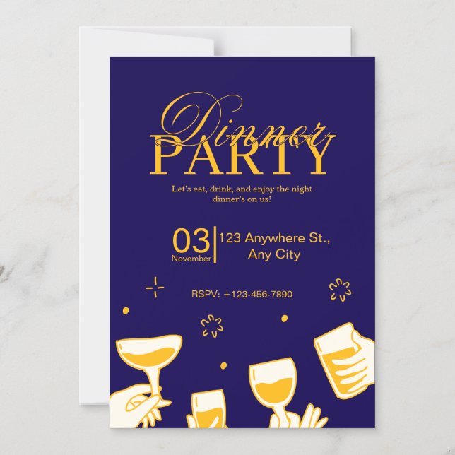 Customizable Dinner Party Invitation Card Magnetisk Inbjudningskort (Framsida)
