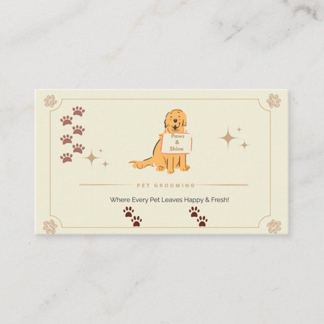 Customizable Dog & Cat Groomer Contact Card | Edit Visitkort (Framsida)