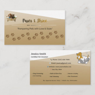 Customizable Dog & Cat Groomer Contact Card | Edit Visitkort