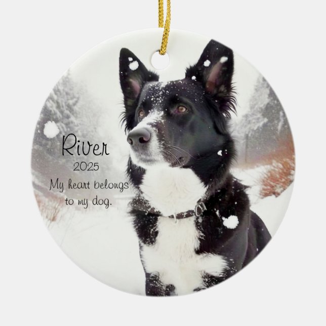 Customizable Dog Lover Heartwarming Dog Saying  Julgransprydnad Keramik (Framsidan)