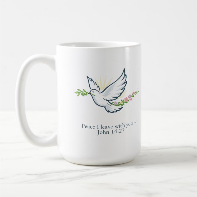 Customizable Easter Dove Mug with Olive Branch Kaffemugg (Vänster)