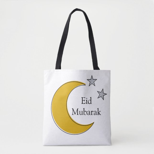 Customizable Eid Tote Bag with Crescent & Stars Tygkasse (Framsida)