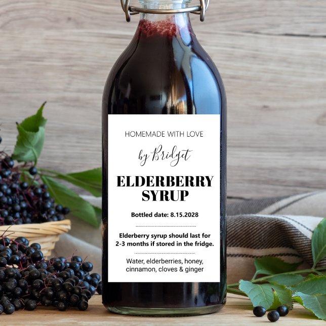 Customizable Elderberry Syrup Label ZEB_01trA Vinetikett (Skapare uppladdad)