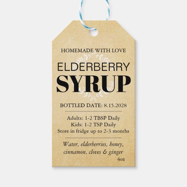 Customizable Elderberry Syrup Label ZEB_04a Presentetikett (Framsidan)