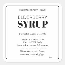 Customizable Elderberry Syrup Label ZEB_04b Fyrkantigt Klistermärke