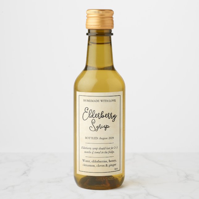 Customizable Elderberry Syrup Label ZEB_05a Vinetikett (Framsida)
