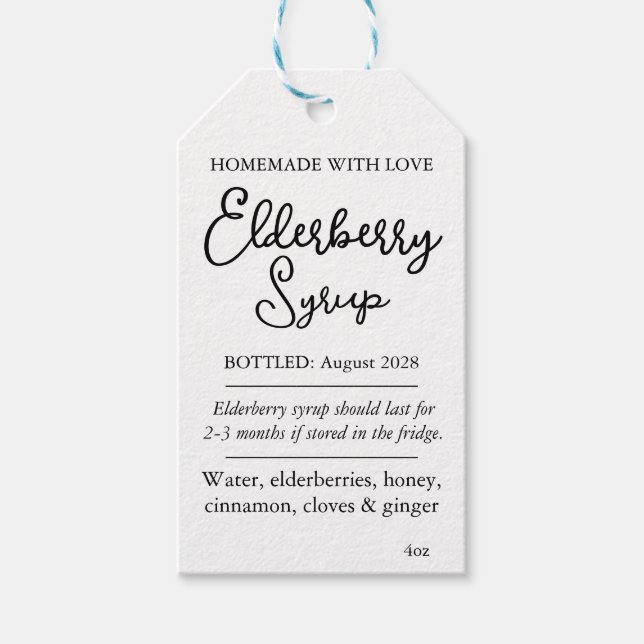 Customizable Elderberry Syrup Label ZEB_05b Presentetikett (Framsidan)