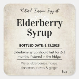 Customizable Elderberry Syrup Label ZEB_06b Fyrkantigt Klistermärke