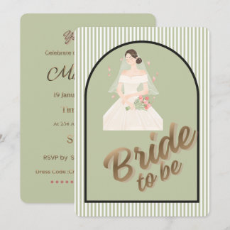 Customizable Elegant Green & Gold Wedding Shower I Inbjudningar