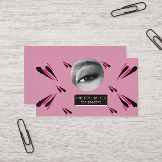 Customizable Eyelash Extension Gold Makeup Card Visitkort (Fram/Back In Situ)