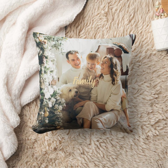 Customizable Family Holiday Throw Pillow For Decor Kudde (Filt)