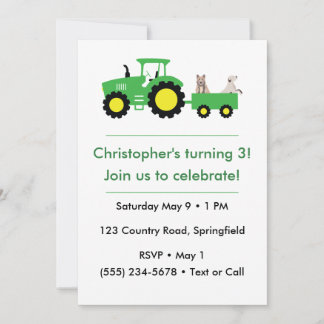 Customizable Farm Tractor Birthday Invitation Inbjudningar
