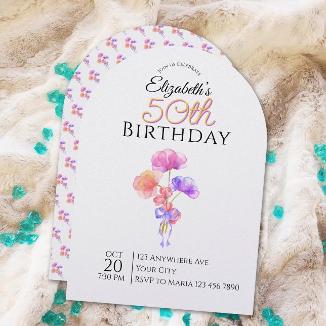 Customizable Floral Minimalist Milestone Birthday  Inbjudningar (Skapare uppladdad)