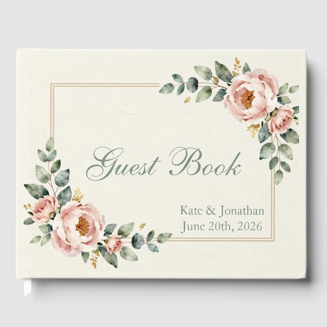 Customizable Floral Wedding Gästböcker (Framsida)
