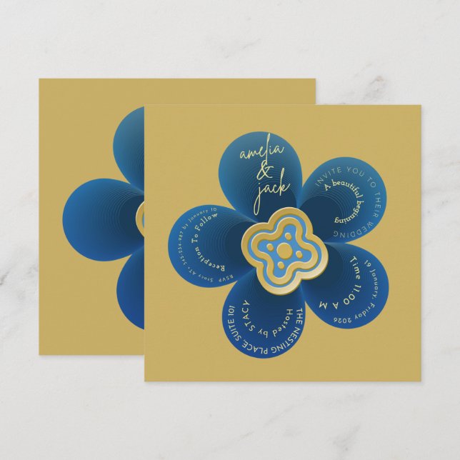 Customizable Flower Die-Cut Unique Marriage Announ Inbjudningar (Fram/baksida)