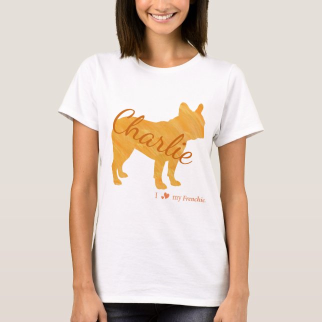 Customizable French Bulldog Pastel Orange Frenchie T Shirt (Framsida)