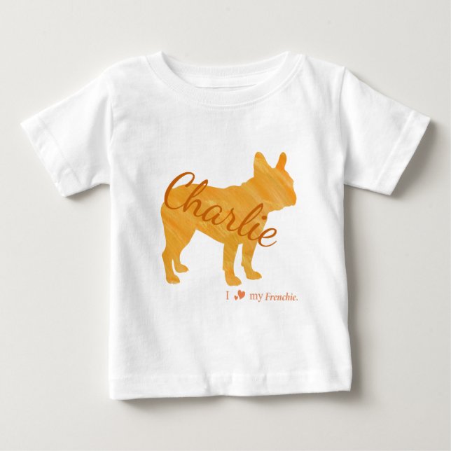 Customizable French Bulldog Pastel Orange Frenchie T Shirt (Framsida)