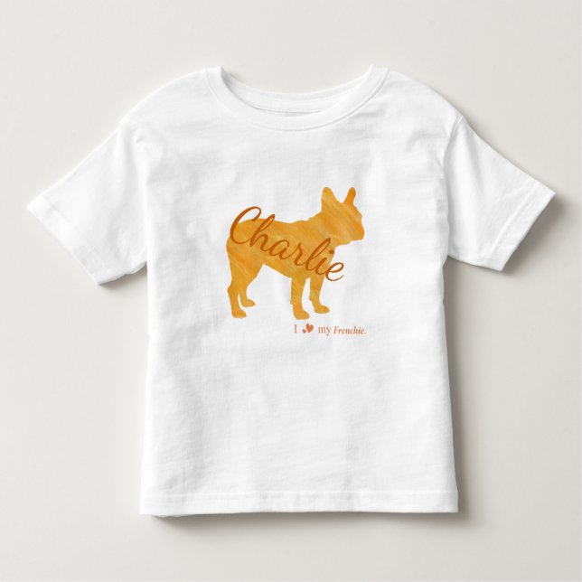 Customizable French Bulldog Pastel Orange Frenchie T Shirt (Framsida)
