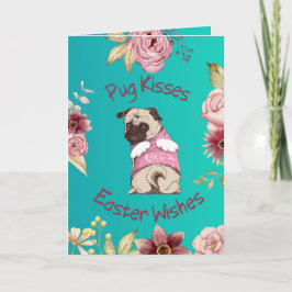 Customizable Funny Pug Easter Greeting Card Kort