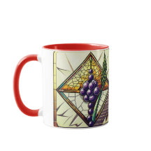 Customizable glass mug with grapes and wheat