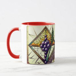 Customizable glass mug with grapes and wheat mugg