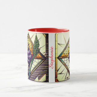 Customizable glass mug with grapes and wheat mugg