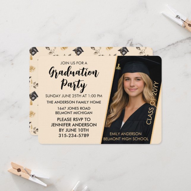 Customizable Graduation Invitation with Photo  Inbjudningar (Fram/Back In Situ)