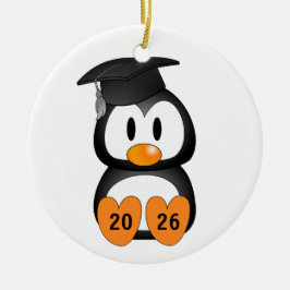 Customizable Graduation Penguin Julgransprydnad Keramik