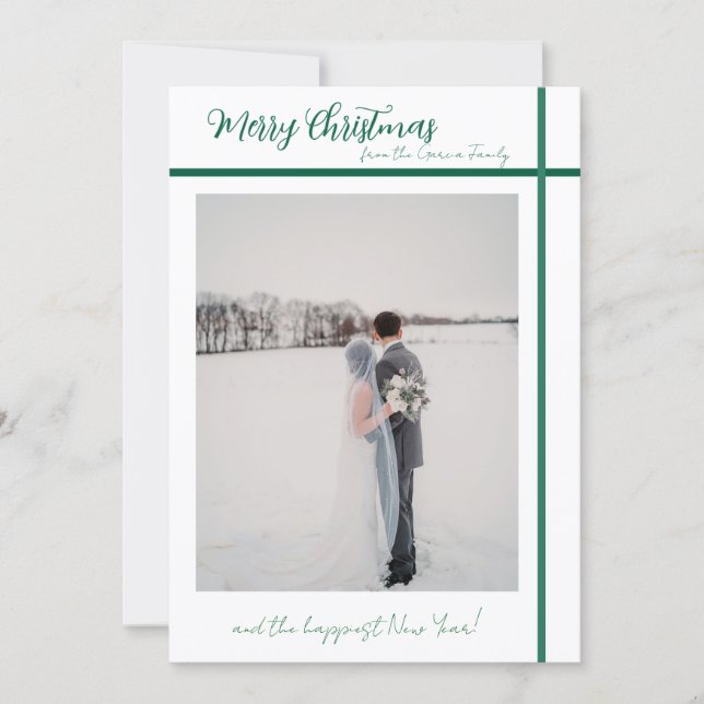 Customizable Green and White Christmas Card Inbjudningar (Framsida)