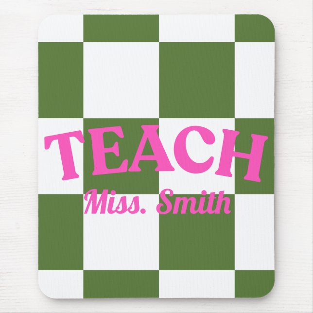 Customizable Green Checkered Teacher Clipboard  Musmatta (Framsidan)