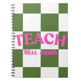 Customizable Green Checkered Teacher Notebook Anteckningsbok
