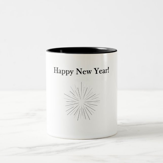 Customizable Happy New Year Mug Två-Tonad Mugg (Center)