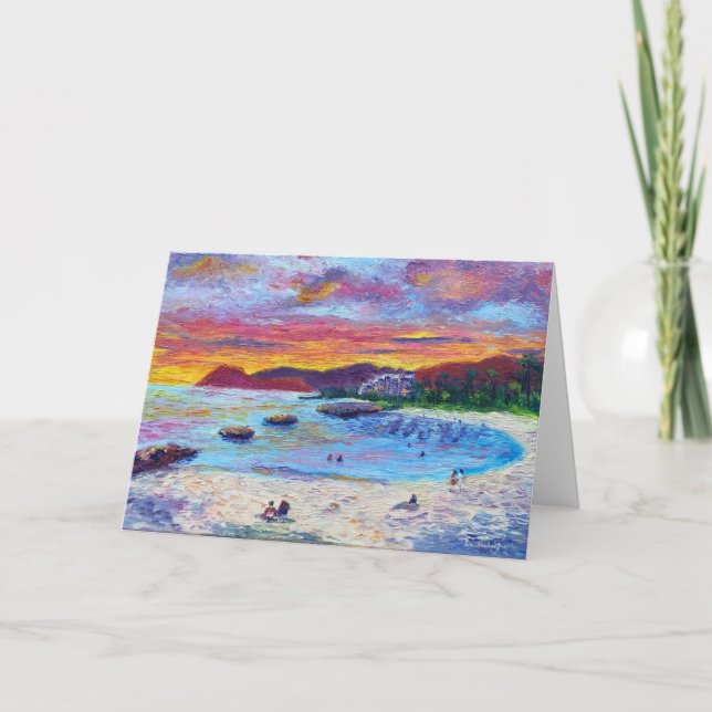Customizable Hawaiian Lagoon 4 Sunset Tack Kort (Framsida)