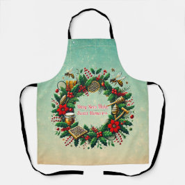 Customizable Holiday Beekeeping Wreath Apron