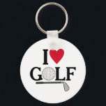 Customizable I love Golf Balls Nyckelring<br><div class="desc">Show off your passion for the green with this sleek and playful "I ❤️ GOLF" design. Featuring a clever blend of typography and sport-specific imagery, this graphic replaces the "O" in Golf with a detailed golf ball illustration and underlines the sentiment with a classic iron club. It’s a sophisticated yet...</div>