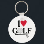 Customizable I love Golf Balls Nyckelring<br><div class="desc">Show off your passion for the green with this sleek and playful "I ❤️ GOLF" design. Featuring a clever blend of typography and sport-specific imagery, this graphic replaces the "O" in Golf with a detailed golf ball illustration and underlines the sentiment with a classic iron club. It’s a sophisticated yet...</div>