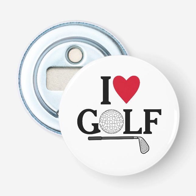 Customizable I love Golf Flasköppnare (Framsidan)