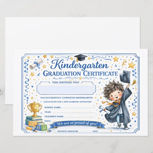 Customizable Kindergarten Graduate Certificate  (Fram/baksida)