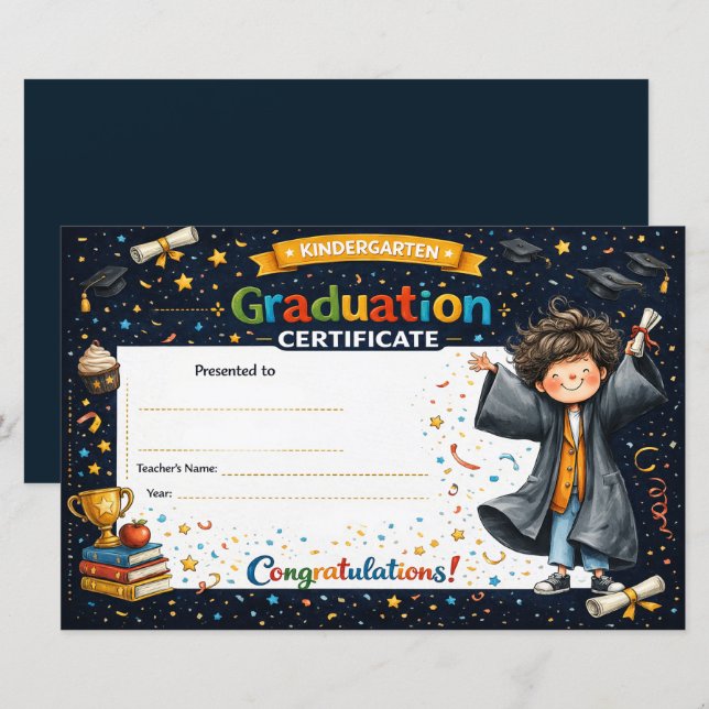 Customizable Kindergarten Graduation Keepsake (Fram/baksida)