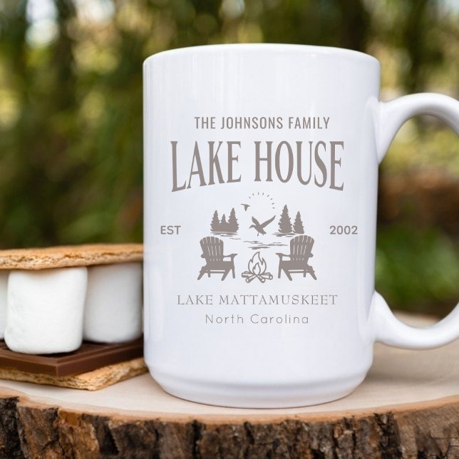 Customizable Lake House House Warming Gift 15oz Kaffemugg (Customizable Lake House House Warming Gift 15oz Coffee Mug)