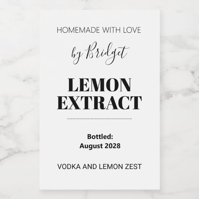 Customizable Lemon Extract Label Vinetikett (Enkel etikett)