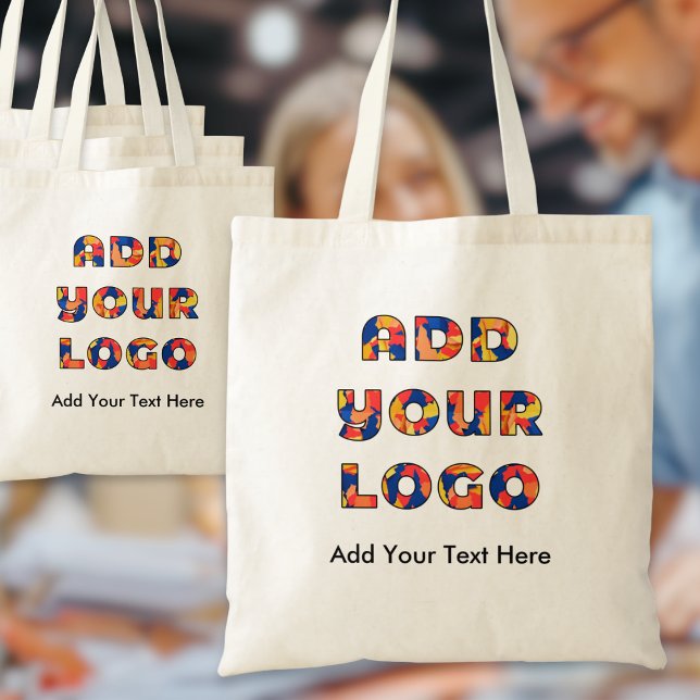 Customizable Logo and Text Business Promotional Tygkasse (A customizable tote bag to feature your chosen tagline and business logo)