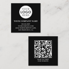 Customizable Logo Professional QR Code Black Fyrkantigt Visitkort