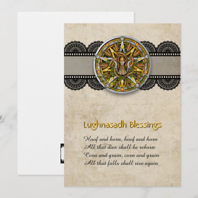 Customizable Lughnasadh Lammas Greeting Card Tack Kort (Fram/baksida)