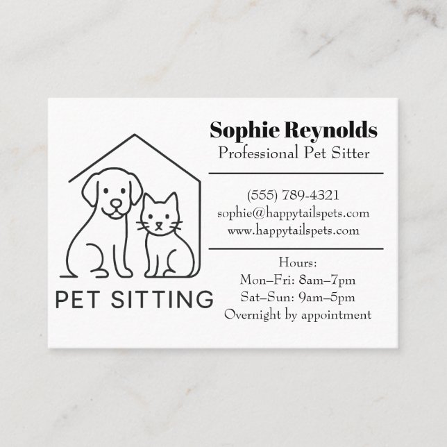 Customizable Minimalist Pet Sitter Business Card  Visitkort (Framsida)