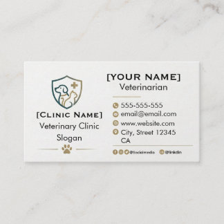 Customizable Minimalist Veterinary Business Card  Visitkort