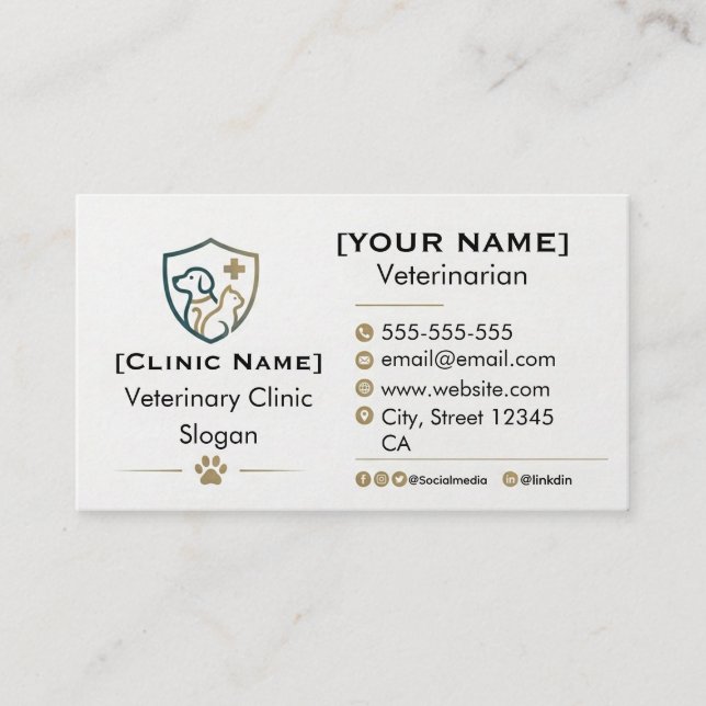 Customizable Minimalist Veterinary Business Card  Visitkort (Framsida)