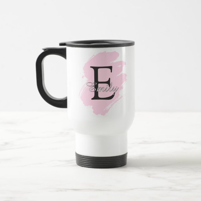 Customizable Monogram Travel Mug with Color Accent Resemugg (Vänster)
